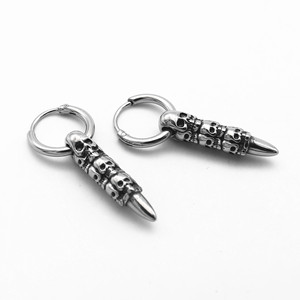 Yunnique – boucles d'oreilles en forme de cercle, en acier titane, avec crâne en relief, clous géométriques unisexes pour hommes et femmes, bijoux à la mode - Product Image 2