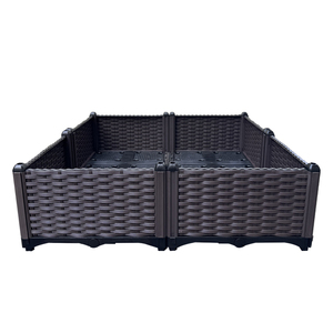 Boîte de jardinière rectangulaire en plastique d'approvisionnement d'usine, lit surélevé de <span class=keywords><strong>jardin</strong></span> à prix réduit pour la plantation intérieure/extérieure, motif carré polyvalent - Product Image 3
