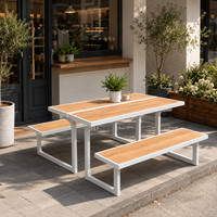 Table de pique-nique pliable tout-en-un avec bancs intégrés en WPC pour jardin, parc et camping
