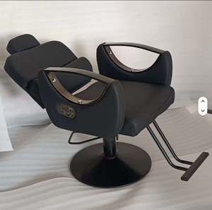 Modern Leather Seat Metal Frame Reclining Barber Chair with Hydraulic Pump and <b>Adjustable</b> Footrest-Commercial Salon Furniture - Product Image 5