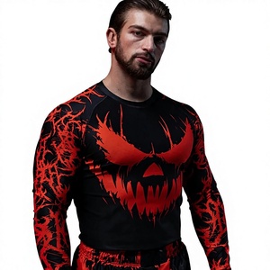 BJJ MMA <b>Rashguard</b> Men's Long Sleeve Compression Shirt Breathable Quick Dry Spandex/Polyester Heat-Transfer Printing OEM - Product Image 3