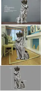 Large Outdoor Decoration Sculpture Fiberglass Resin Lion Figurine Life Size Lion Statue With Crown