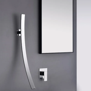 حوض حمام مخفي بارد وساخن ، صنبور حوض مثبت على الحائط بصنبور شلال ، مقبض واحد أسود غير لامع - Product Image 6