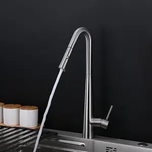 High Quality SS 304 Stainless Steel Mixer Tap Pull Down Kitchen Faucet For Apartment