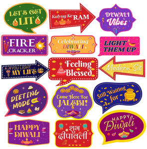 Indien hindou Rangoli Diya Ganesha paon heureux Diwali papier <span class=keywords><strong>Photo</strong></span> accessoires cadres bannières Kit pour Festival des lumières fête décor - Product Image 3