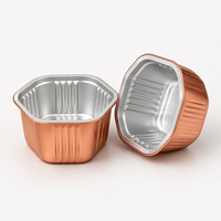 Nouveaux bols de cuisson jetables en aluminium ronds avec couvercle en feuille d'or, emballage alimentaire de qualité supérieure pour traiteur et desserts