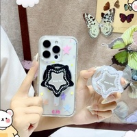 Soporte magnético para teléfono con forma de estrella de cinco puntas, con purpurina y efecto espejo, en colores de moda, portátil, con bolsa de gas, soporte flexible para escritorio.