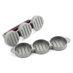 Prensa para Hamburguesas 3 en 1 Antiadherente, Molde de Aluminio de Grado Alimenticio para Barbacoa, Molde Manual para Hacer Hamburguesas con 3 Ranuras, Ecológico - Product Image 4