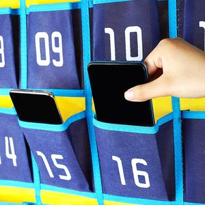<b>Numbered</b> Classroom Pocket Chart for Cell Phones and Calculator Holder Hanging Wall <b>Door</b> Organizer - Product Image 4
