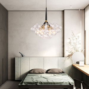 Đương đại E27 LED mặt dây đèn 230V rõ ràng Glass bóng đèn chùm hiện đại sắt + kính trang trí trong nhà chiếu sáng phòng nhà hàng - Product Image 2