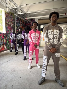 Ensemble de sweat-shirts à capuche <span class=keywords><strong>vintage</strong></span> avec broderie de patchs usés, lavage à l'acide, fermeture éclair, coupe courte et ample pour hommes - Product Image 2