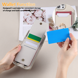 Portefeuille de luxe bandoulière chaîne en cuir lanière étui bandoulière anneau carte <span class=keywords><strong>coque</strong></span> de téléphone pour <span class=keywords><strong>IPhone</strong></span> 17 Pro Max 16E 15 14 13 - Product Image 4
