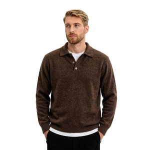 Pull personnalisé en <span class=keywords><strong>laine</strong></span>/polyester respirant pour homme, style Old Money, épais, avec logo frontal, idéal pour l'été - Product Image 3