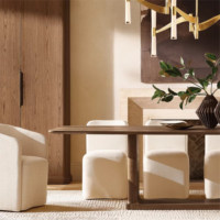 Meubles de restaurant en bois massif de style américain simple et moderne, design de table pour villa, hôtel, grand appartement, personnalisable