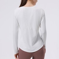 Haut de sport professionnel à manches longues pour femme, en Spandex/Polyester respirant, à quatre points de couture et six fils, idéal pour le yoga et la course à pied