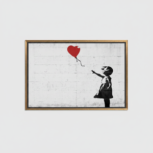 Elegant Printed Canvas Artwork Featuring Banksy's Iconic Girl with <b>Balloon</b>,GOLD FRAMED CANVAS - Product Image 2
