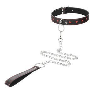 Collar de cuero esclavo BDSM <span class=keywords><strong>con</strong></span> correa juegos para adultos sexo Bondage restricción cuello puños fetiche Collar erótico juguetes sexuales para mujeres y <span class=keywords><strong>hombres</strong></span> - Product Image 1