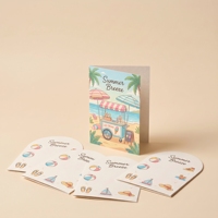 Kit d'autocollants 3D personnalisés à faire soi-même : Brise estivale, plage, limonade et chariot de crème glacée – Autocollants PET anti-stress