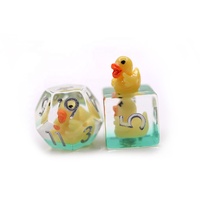 Set Dadu DND Transparan 7 Buah Custom, Tepi Lembut Resin, Produk Baru