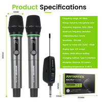 Système de microphone sans fil professionnel RAYHAYES RG-H16S 2.4G double micro portable avec RGB pour Karaoké