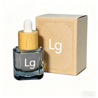 Flacons compte-gouttes carrés en verre avec logo personnalisé, couvercle en bambou, 6 ml, emballage pour soins de la peau, vente en gros