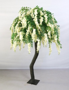 Albero di ciliegio artificiale personalizzato per esterni, grande, 8 piedi, con fiori di ciliegio finto in plastica, colore bordeaux, con telo protettivo da 30 pollici, colore lilla blu. - Product Image 3