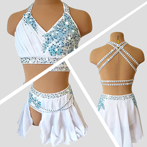 Robe de danse lyrique blanche pour enfants, costume de danse moderne jazz contemporaine, tenue de danse de salon deux pièces en Spandex/Polyester - Product Image 2