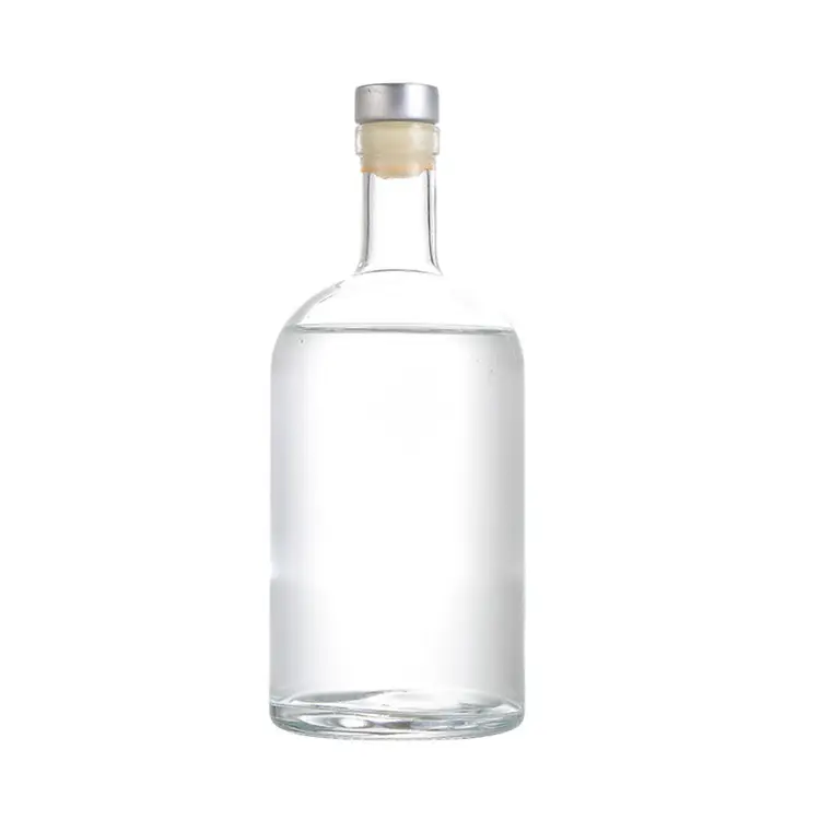 Bouteille de whisky en verre transparent et vide, Base lourde, flacons de vin, Vodka, 375ml, 500ml, Super silex, pour alcool, avec liège T