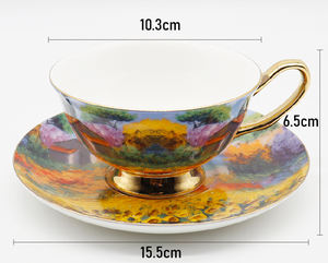 Pintura al óleo de <span class=keywords><strong>Van</strong></span> <span class=keywords><strong>Gogh</strong></span> de alta calidad sobre cerámica, <span class=keywords><strong>precio</strong></span> directo de fábrica, taza de café y platillo de porcelana para el té de la tarde - Product Image 2