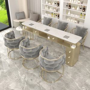 Sillón de Lujo Ligero para Salón de Uñas, Silla de Sofá Individual, Doble, Triple, Mesa para Aspiradora, Diseño Moderno, Material de Madera y Metal - Product Image 2