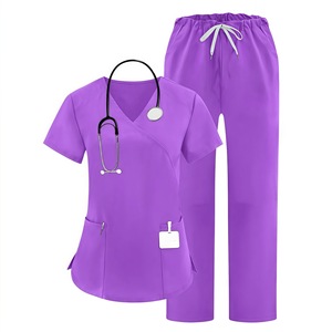 HZMNOI Women's V-Neck Scrub Set Moisture Wicking Knitted Hospital Uniforms For Nurses And Doctors S-XXL - Product Image 3