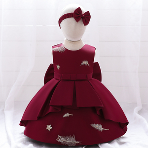 Abito Formale in Raso FSMKTZ per Bambine con Copricapo, Vestito Floreale da Festa per Bambina di 2 Anni, Produzione in Fabbrica, in Offerta, Abito da Compleanno - Product Image 2