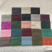 Dompet Kartu Kredit Tipis Kulit Buaya Asli Desainer Mewah, Cetak Sablon Minimalis Tanpa Penutup