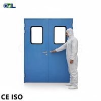 Porte métallique hermétique pour salle blanche avec vitre d'angle arrondie pour laboratoire biotechnologique