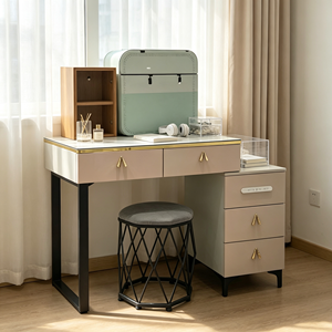 Modern Makeup <b>Vanity</b> With <b>Lighted</b> Mirror Storage Drawers Bedroom Dressing Table With Stool - Product Image 3