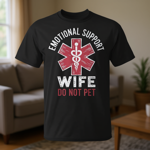 Camiseta Emotional Support Wife Do Not Pet, color negro, unisex, talla para adultos - Product Image 3