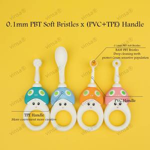 Mordedor personalizado cepillo de dientes bebé seguro silicona <span class=keywords><strong>Molar</strong></span> Stick y cepillo de limpieza de lengua silicona Bpa libre bebé mordedor 2 piezas juegos - Product Image 2