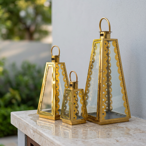 Portavelas de Acero Inoxidable Chapado en Oro de Lujo, Faroles de Diseño para Decoración del Hogar y Bodas - Product Image 5