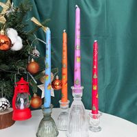 Décorations de Noël, fournitures de décoration de Noël, bougies coniques de 25 cm, motif d'arbre imprimé, forme conique, décoration de centre de table