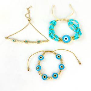 Gelang Fashion Grosir Mata Biru Buatan Tangan Lapis Emas 18K Mata Turquoise Bohemian Mata Setan Mata Turki Perhiasan Keberuntungan - Product Image 1