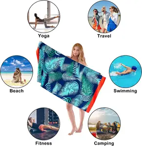 Asciugamani da spiaggia personalizzati con Logo leggero ad asciugatura rapida da spiaggia stampati personalizzati per il regalo di nuoto estivo da spiaggia per la promozione