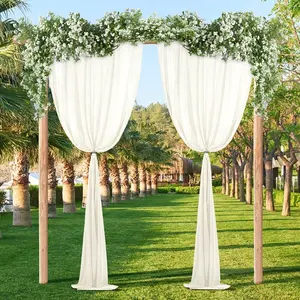 आधुनिक सरल डिजाइन सफेद पॉलिएस्टर रेशमी लूट का माल लंबे शिफॉन पृष्ठभूमि पर्दा शादी के लिए