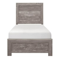 Ensemble de 5 pièces de mobilier de chambre à coucher rustique style ferme en bois gris patiné avec sommier à lattes renforcé pour location de vacances et projets résidentiels