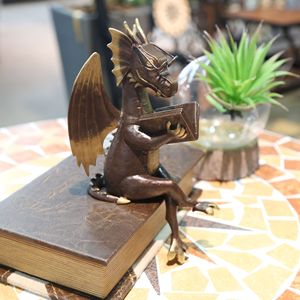 Dragon Reading Resin Sculpture Decor For Home Office <b>Study</b> <b>Desk</b> Ornament Traditional Style Luxury Craft - Product Image 2