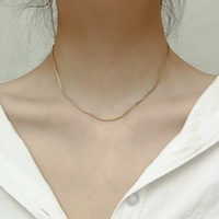 Collier en acier inoxydable pour femmes, chaîne fine en maille plate, plaqué or, bijoux de mode, tendance, livraison gratuite