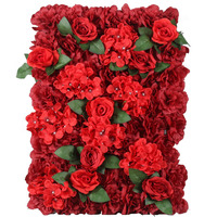 Künstliche Blumenwand-Paneel mit Gemischten Rosen und Hortensien aus Seide für Hochzeits-Hintergrund, Schaufenster und Partydekoration