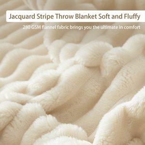 Chunky Throw Blanket pour Canapé Doux Chaud Moelleux <span class=keywords><strong>Beige</strong></span> Couverture Décorative et Giftable Rayé Polaire Couvertures pour Femmes Hommes - Product Image 4