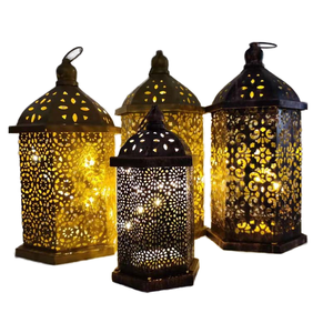 Vintage Moroccan Iron Handmade Eco-friendly Wind <b>Lamp</b> Christmas Hollow Metal Candle <b>Lantern</b> Muslim Lights Home Decor Gift - Product Image 1