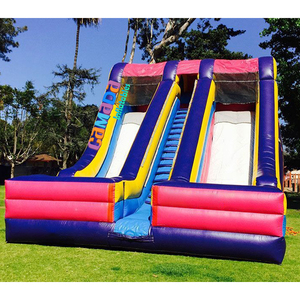 Structure gonflable double toboggan avec mur d'escalade <span class=keywords><strong>pour</strong></span> événements, fêtes d'<span class=keywords><strong>anniversaire</strong></span> et festivals – Toboggan commercial double voie humide/sec - Product Image 1