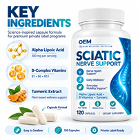 Capsules de soutien pour la santé du nerf sciatique, à base de plantes, avec acide alpha-lipoïque et curcuma – Vente chaude OEM